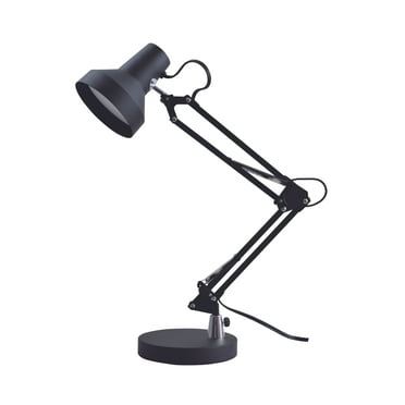 Home Decorative Mainstays LED Architect Desk Lamp, Black Metal, Powder Coating Finish, for All Ages
