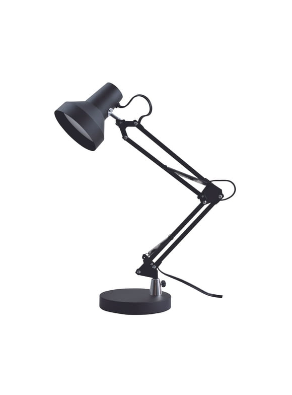 Home Decorative Mainstays LED Architect Desk Lamp, Black Metal, Powder Coating Finish, for All Ages