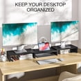 thumbnail image 2 of Dual Monitor Stand Riser Adjustable Length (..&#) & Angle Large Wooden Desktop Organizer with Storage Shelf for Laptop Monitors Home Office Desk, 2 of 9