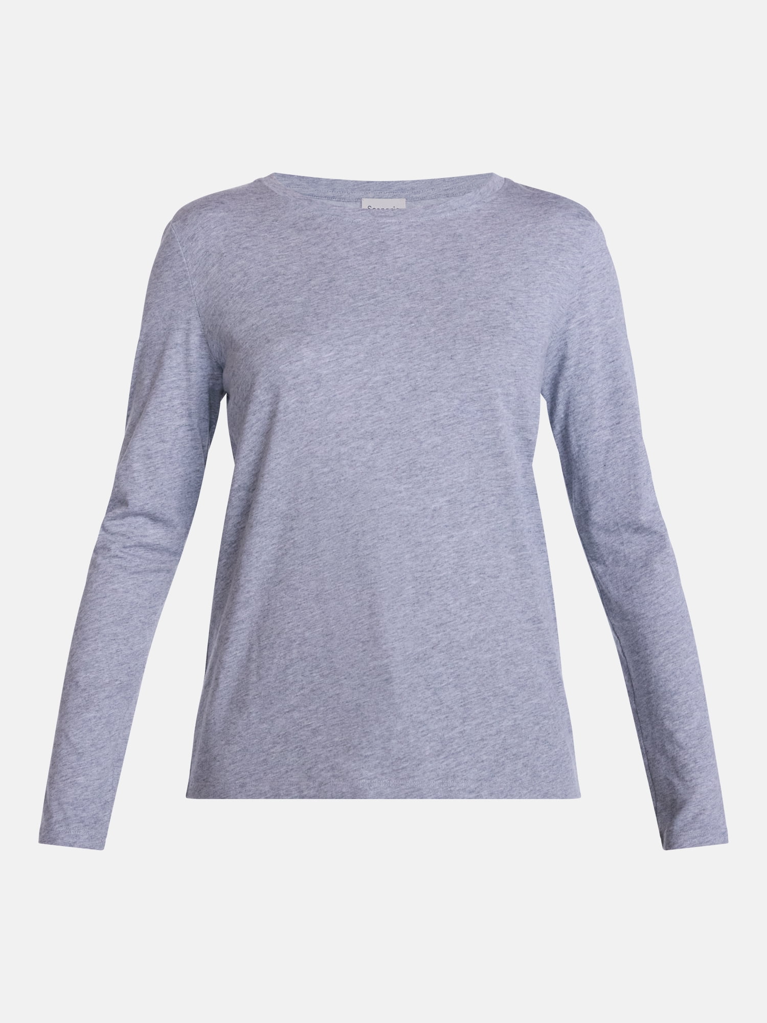 Scenario Women's Cotton Crewneck Tee with Long Sleeves, Sizes XS-XXXL