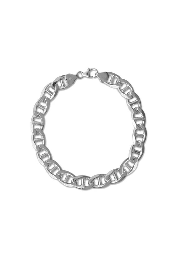 Sterling Silver 9mm Flat Marina Chain Bracelet Mens Womens