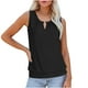 thumbnail image 5 of Talla grande Tops de tallas grandes,Camiseta sin mangas lisa con escote en V y abertura para mujer, diseño de ojales bordados, corte holgado, poliéster, ropa informal de verano, sopatenor, 5 of 9