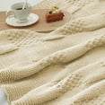 thumbnail image 2 of Chenille Checkered Throw Blanket Reversible Bedding Knit Blanket,50" X 60",Beige, 2 of 2