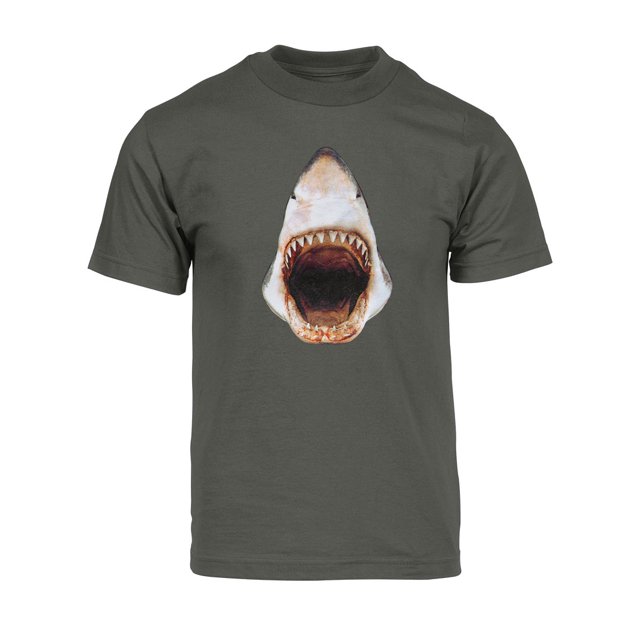 Camiseta de manga corta Gravity Trading ataque de tiburón gris oscuro x-grande