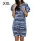 thumbnail image 1 of Vestido de mujer Camiseta larga con estampado de camuflaje Vestido suelto de manga corta, Azul, XXL sidaley AP002154-37, 1 of 6