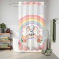 thumbnail image 6 of No Hook Shower Curtain, Pink Elephants Shower Curtains for Bathroom with See Through Top Window, Cute Rainbow Spring Floral Botanical Waterproof & Washable Bath Curtain Small Stall 36"x78", 6 of 9