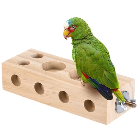 Uxcell Bird Chew Play Thing, 1.22x2.2x5.9 in Pine Wood Parrot Bird Perch Stand Teeth Chew Bite Games for Parrots/Cockatiels/Parakeets