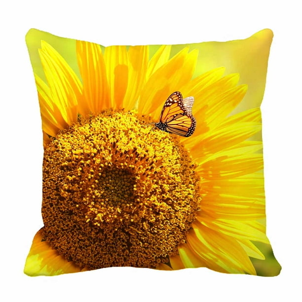 PKQWTM Sunflower and monarch butterflies Bed Decor Pillow Cases