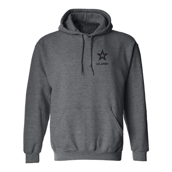 US Army Star Black Ink Left ChestAdult Hooded Sweatshirt