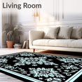 thumbnail image 2 of ODIKA 8'x10' Machine Washable Non-Slip Area Rug, Vintage Snowflake Medallion Design with Intricate Details High Traffic Rug, Black, 611666, 2 of 7