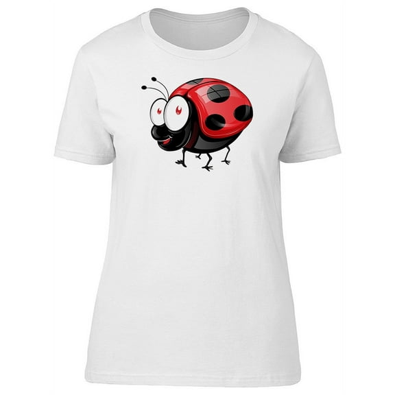 Cute Happy Ladybug Cartoon T-Shirt Women -Image by Shutterstock, Female Small