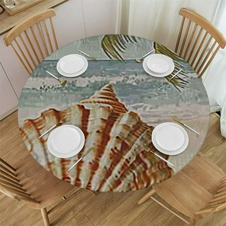 

Sheronv Palm Tree Round Tablecloth Stain-Resistant Washable Ideal for Indoor Outdoor Use 38 -42