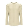 thumbnail image 5 of aidice T Shirts for Women Ribbed Crewneck Long Puff Sleeve Fitting Casual Tops Texture Comfy Shirts, 5 of 7