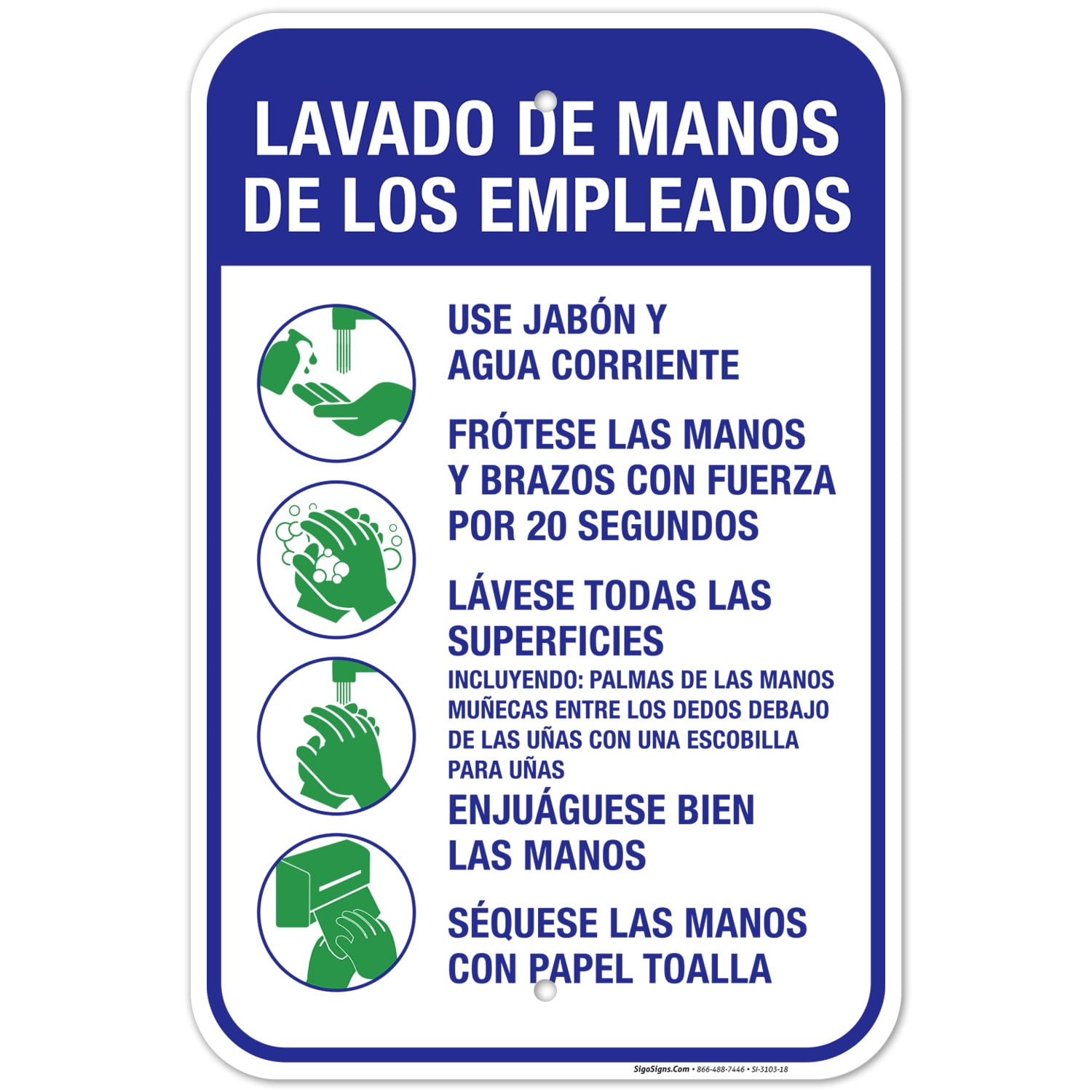 Hand Washing Sign Spanish, Hand Washing Instruction Sign,