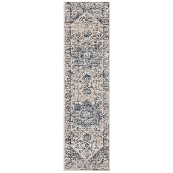 SAFAVIEH Martha Stewart Jackson Oregon Runner Rug, Ivory/Blue, 2'2" x 8'