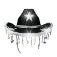 thumbnail image 5 of Santa Hats Western Cowb`oy Hat With Shiny Rhinestone And Fringe For Disco Party Country Music Festival Stage Performance Small Santa Hats, 5 of 5