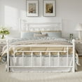 thumbnail image 2 of Amolife Queen Bed Frame, Metal Platform Bed Frame with Vintage Pattern Headboard, White, 2 of 7