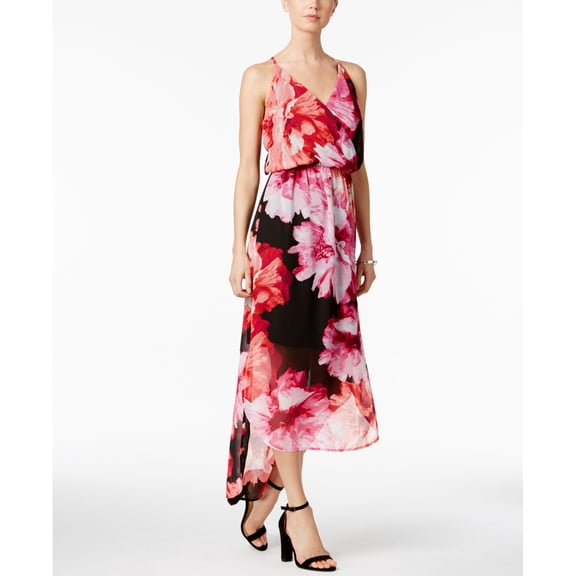 Nine West High Low Maxi Dress Blackpinkred 4