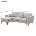 thumbnail image 5 of Royard Oaktree Convertible Sectional Sofa L Shaped 3-Seat Couch with Reversible Chaise Modern Chenille Fabric Sofa Couch with Metal Feet and Pillows for Living Room Apartment Small Space,Beige, 5 of 7