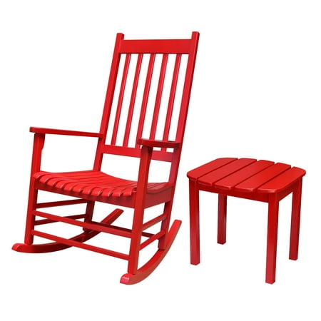 Porch Rocker with Side Table in Red