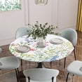 thumbnail image 5 of Spring Floral Round Tablecloth for 45-54 Inch Tables,Fitted Table Cover with Elastic Edge,Colorful Watercolor Botanical Summer Waterproof Outdoor Table Cloth Protector for Patio Garden Dinner Picnic, 5 of 9