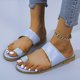 thumbnail image 1 of MKLEKYY Sandalias para Mujer, Sandalias Informales de Verano Con Punta Abierta, Lisas, Planas, Suaves y Transpirables, 1 of 4