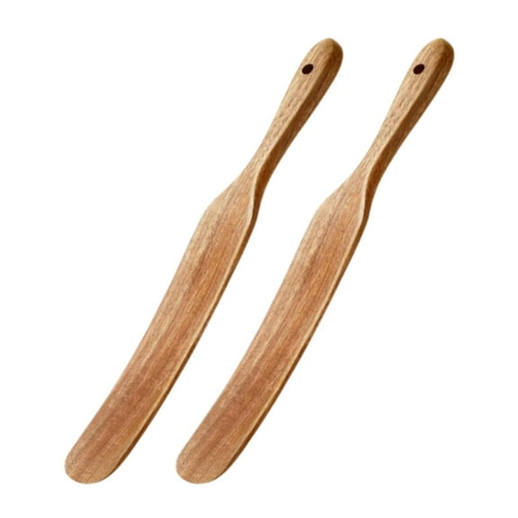 2 Pieces Sourdough Bread Mixing Spurtle Flat Wooden Turner Nonstick Cooking Tool for Baking Scraping and Stirring