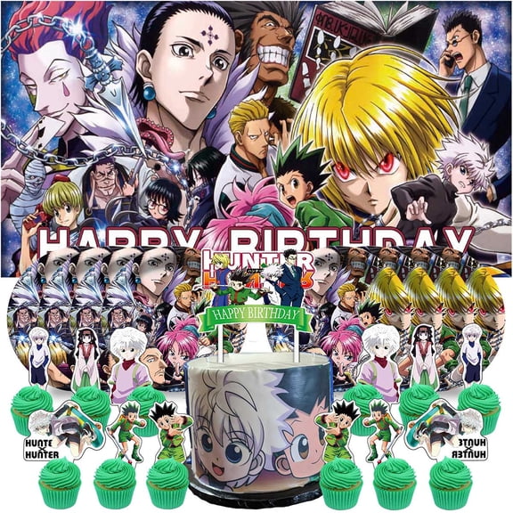HUNTER×HUNTER Birthday Supplies Plates Decorations Decor Backdrop Banner Cake Topper Fans