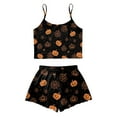 thumbnail image 6 of CAUYDY Women's Halloween Comfy Pajamas Sets Cute Ghost Pumpkin Top and Shorts Sleepwear 2PC Comfy Funny Holiday Lounge Set(A02-Black,M), 6 of 8