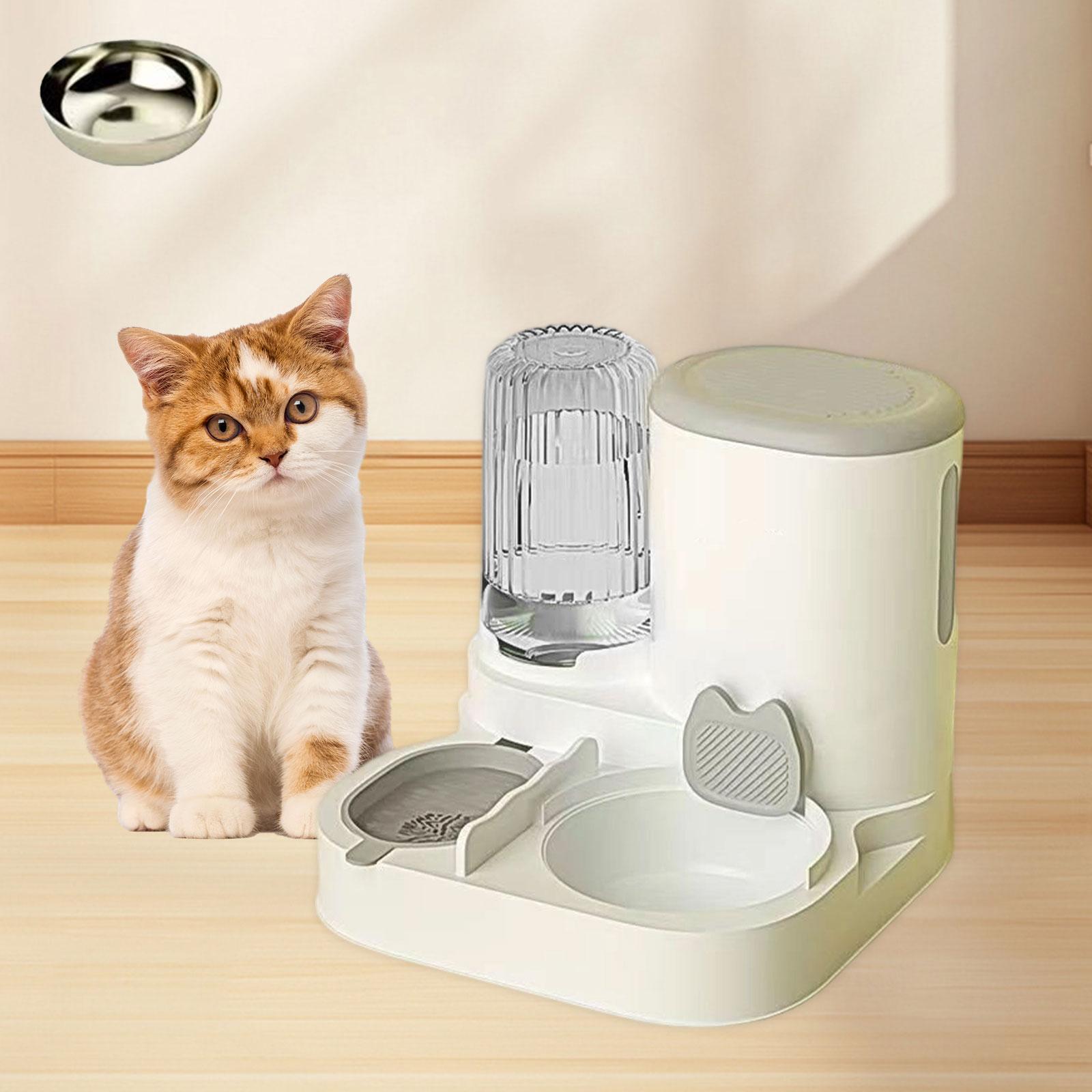 Serenable Automatic Cat Feeder and Water Dispenser Automatic Pet Feeder Compact Pet Supplies Travel Supply Food feed Dog Bowl for Puppy grey