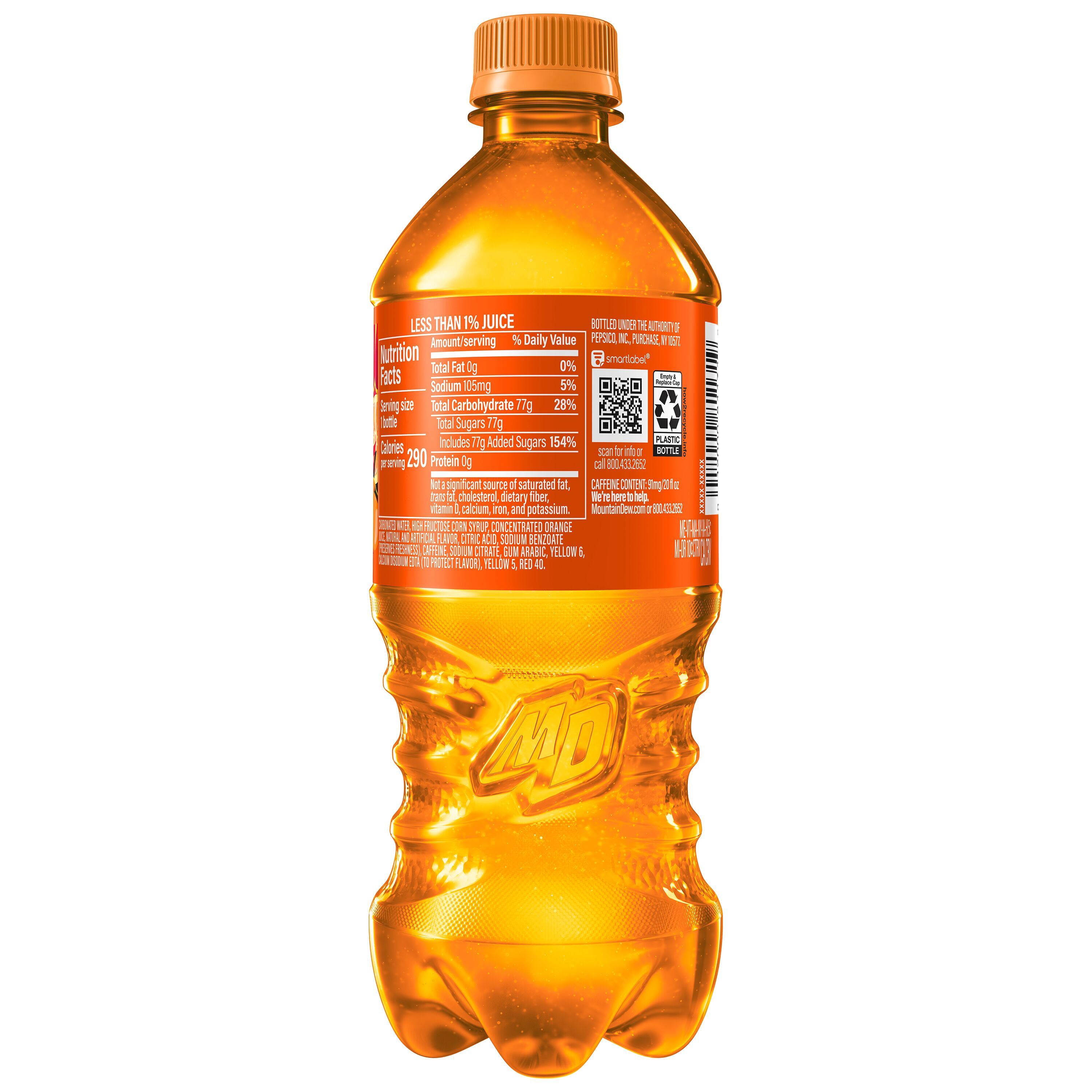 Mountain Dew Livewire Orange Soda, 20 fl oz Bottle