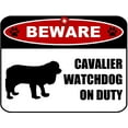thumbnail image 2 of LED Light Up Red Flashing Blinking Attention Grabbing Laminated Dog Sign Beware Cavalier Watchdog on Duty (Silhouette) Yard Fence Gate, 2 of 5
