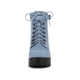 thumbnail image 6 of BLISSFUL STEP Women's Boots Zip Block Heel Platform Ankle Combat Boots Denim Blue 8.5, 6 of 8
