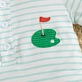 thumbnail image 5 of VNKIDY Baby Boys 3 Piece Outfit Set Short Sleeve Striped Golf Embroidered Henley Bodysuit Elastic Waist Shorts Matching Hat Clothes Set For Daily Wear Green 12-18 Months, 5 of 7