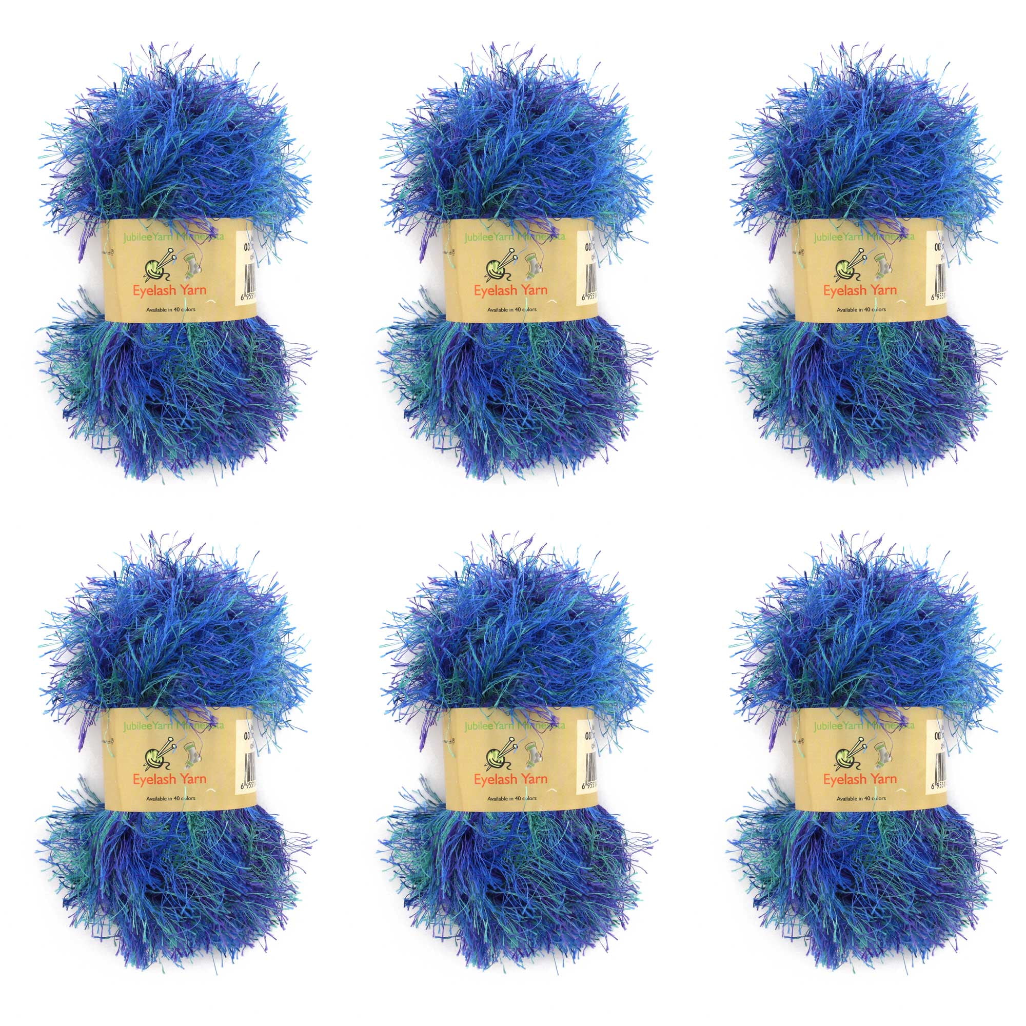 JubileeYarn Eyelash Yarn 50g 6 Skeins Blue Sparkle