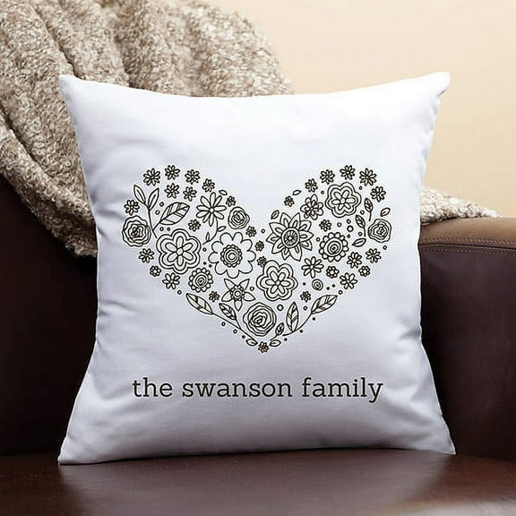 Personalized Flower Heart Pillow