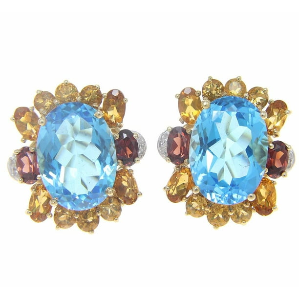 Arthur's Jewelry - Blue topaz citrine garnet diamond earrings omega ...