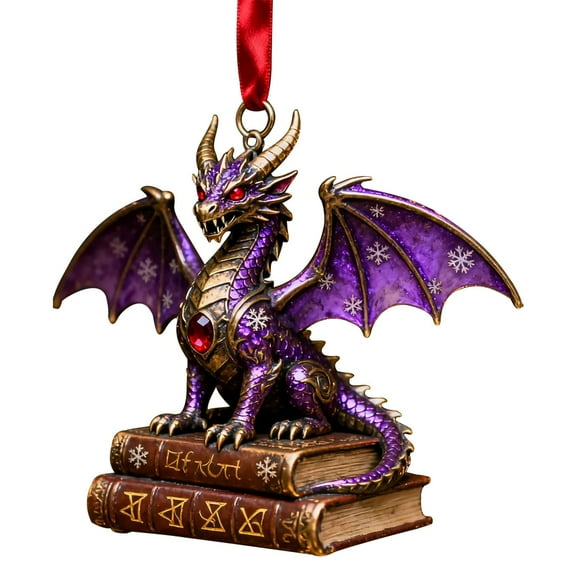 Dragon Christmas Ornaments,Dragon Suncatcher,Book Suncatchers For Windows Hanging,Stained Glass Dragon,Book Dragon Ornament Book Lovers Gifts For Fantasy Themed Tree Decor For Readers