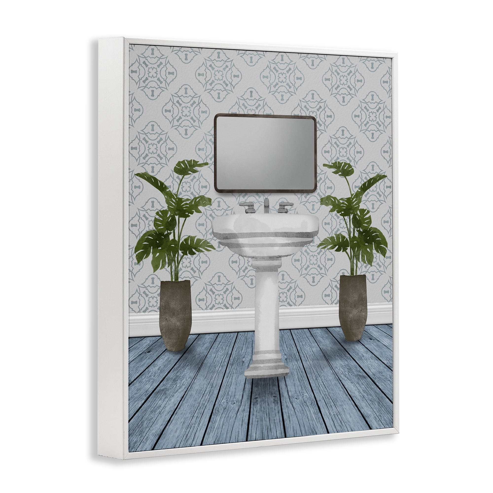Stupell Industries Restful Wash Plants & Sink White Framed Giclee Art, design by Marcus Prime