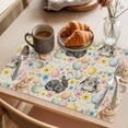 thumbnail image 3 of Happy Easter Placemats Set of 12 Spring Watercolor Rabbits Eggs Flower Beige Place Mats Indoor Wipeable Table Mats Washable Dining Table Placemats for Kitchen Holiday Party Home Decor 13x19 Inch, 3 of 9