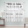 thumbnail image 5 of Text Bless Curtain Valances Set Our Home and Who Enter White Backdrop Kitchen Curtains 24&nbsp;inch Length Rod Pocket Valance and Tiers 3 Piece Set Small Bedroom Bathroom Laundry Decor, 5 of 9