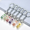thumbnail image 2 of Glass Wish Bottle Keychain, Wish Drift Bottle w/ Dried Flower Pendant Charms Key Ring - Yellow, 2 of 2