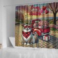 thumbnail image 4 of Be My Valentine's Ragdoll Truck Full of Love Flower Balloon Shower Curtain Cat Lover Kitten Owner Gifts Idea Waterproof Bathroom Bathtub Curtain - 02029, 4 of 5