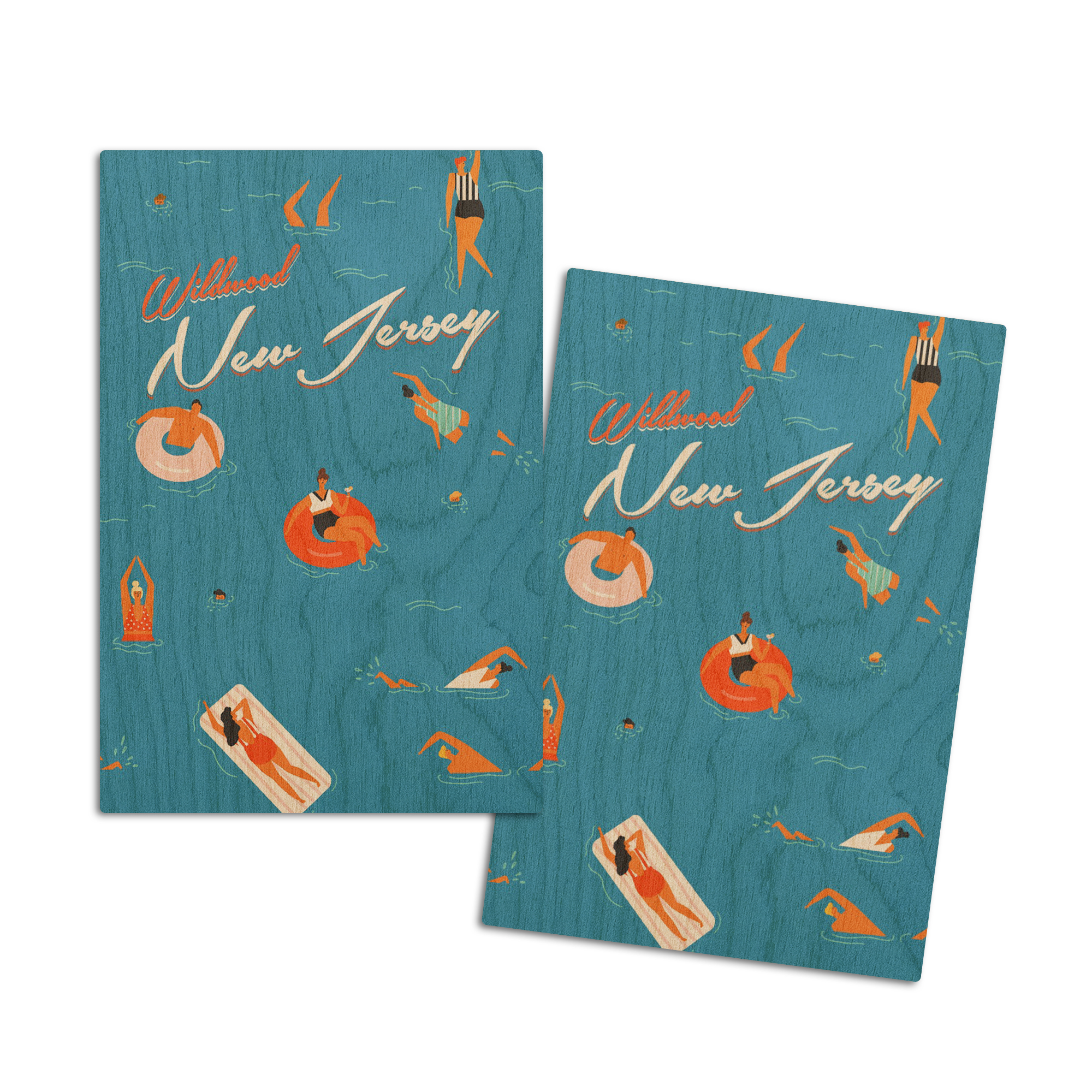 Wildwood, New Jersey, Aerial Pool Scene (4x6 Birch Wood Postcards, 2