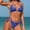 Blue(New), variant on PNTUTB Women's Fashion Print Deep V Neck Halter Neck High Cut Tie Side Two Piece Swimsuit Set