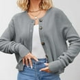 thumbnail image 5 of Cardigan Sweaters for Women Long Sleeve Button Round Neck Loose Fit Knitted Sweater Jacket Womens Cardigan Sweaters, 5 of 6