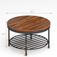 Round Coffee Table Rustic Wood Surface Top & Sturdy Metal Legs