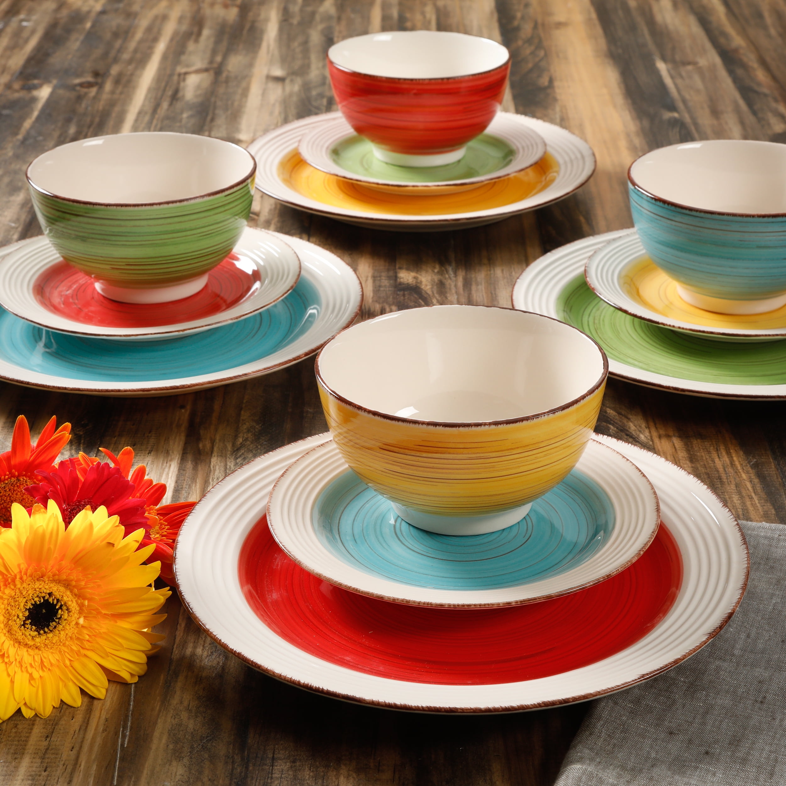 Gibson Home Courbet 12-Piece Mix & Match Dinnerware Set - Walmart.com