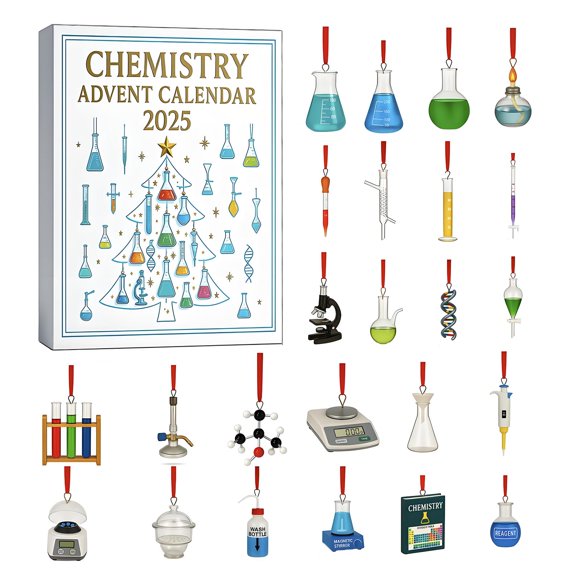 Chemical Tools Advent Calendar 2025,24 Days Christmas Advent Calendar with Cute Hanging Ornaments,Holiday Gift,Funny Countdown to Christmas Holiday Gift Tree Decorations