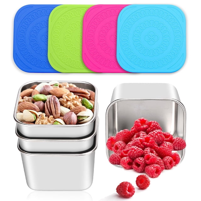 Recipientes para aperitivos Haldane de acero inoxidable para niños, 180 ml, paquete de 4